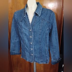 Dress Barn Lg Jean Jacket Fancy Back